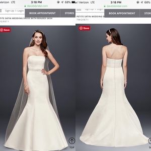 Ivory Petite Satin Wedding dress with beaded sash!